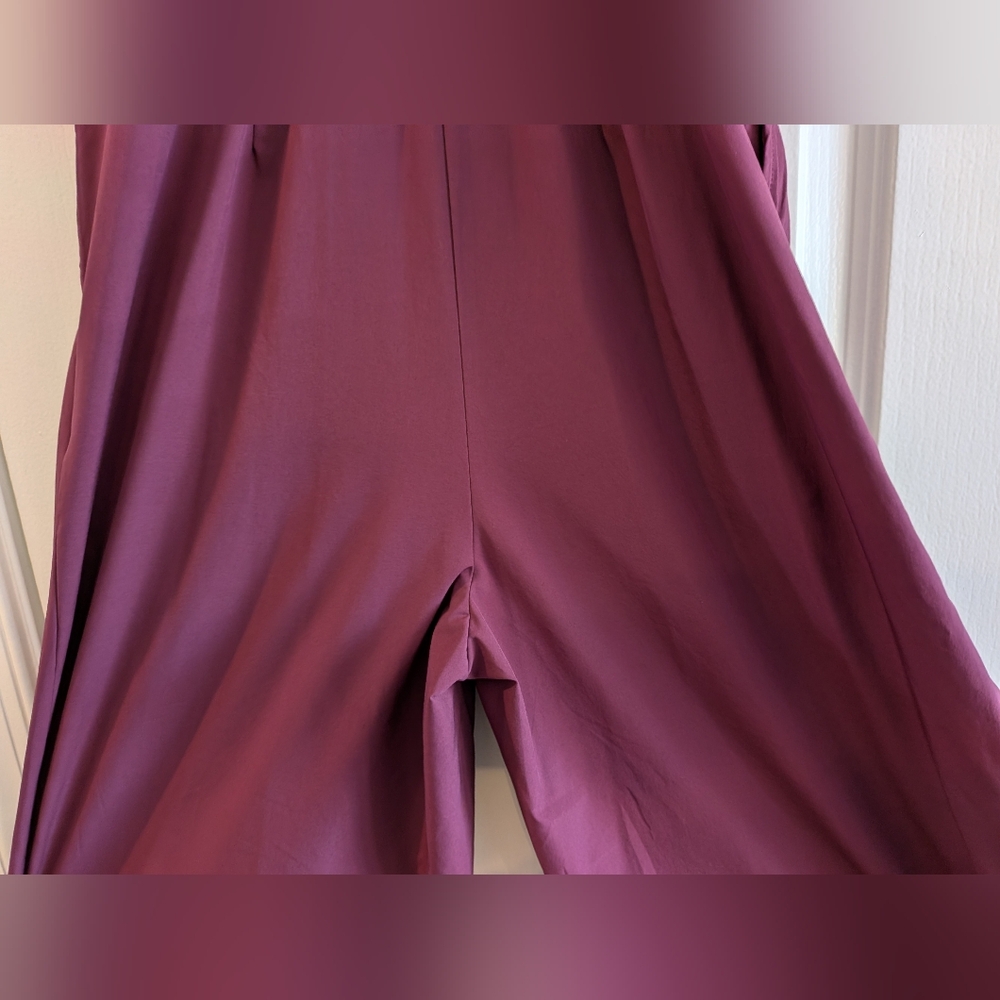 Halara Breezeful Wide Leg Jumpsuit Backless Pocket Burgundy Size S Flowy Resort - Picture 12 of 15